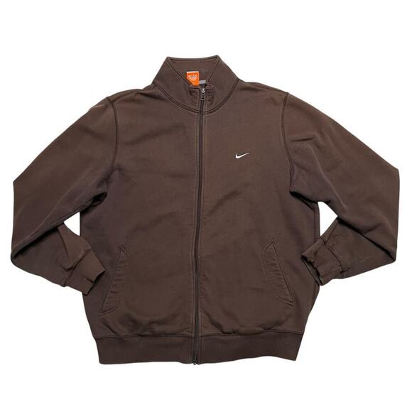 Nike Other - Vintage NIKE The Athletic Dept Mini Swoosh Brown Full Zip Up Sweater Jacket - XL
